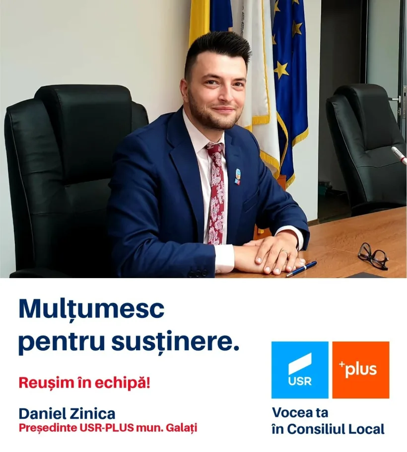 Daniel Zinică a fost ales în funcția de președinte a organizației municipale USR PLUS Galați