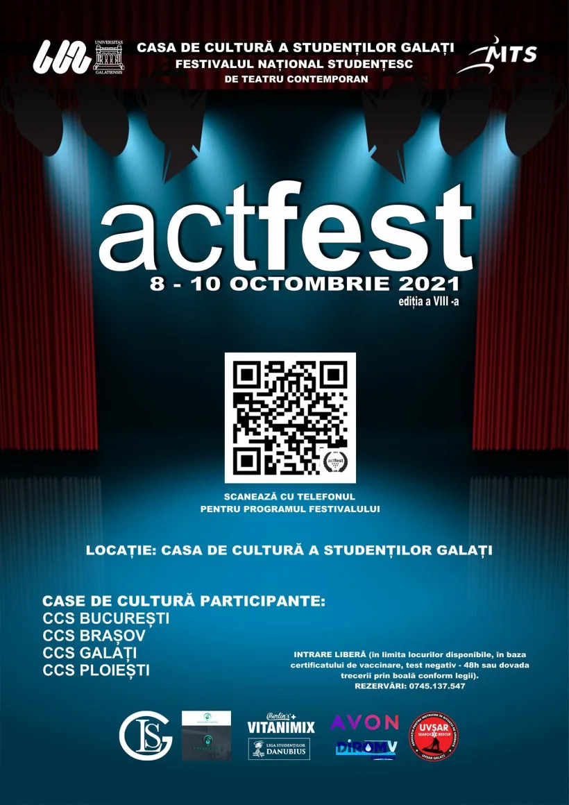 Începe la Galați Festivalul Naţional Studenţesc de Teatru Contemporan „ActFest”