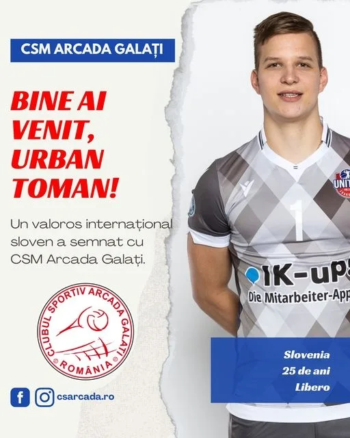Campioana României, CSM Arcada Galaţi l-a înregimentat pe liberoul Sloveniei