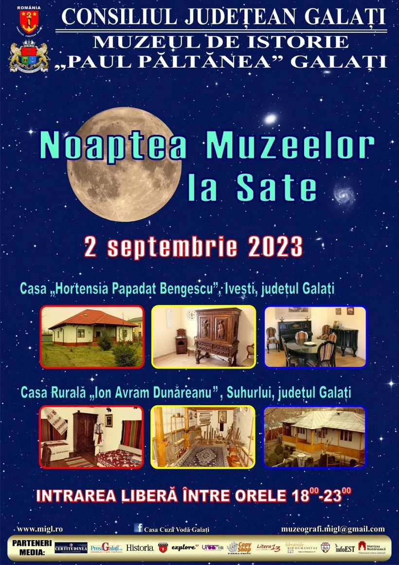 Pe 2 septembrie, Noaptea Muzeelor în două comune din județul Galați
