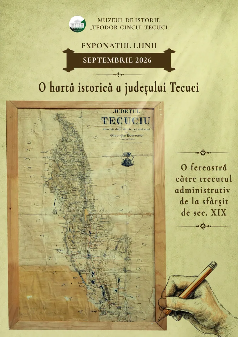O hartă istorică a fostului județ Tecuci, exponatul lunii septembrie la Muzeul „Teodor Cincu”